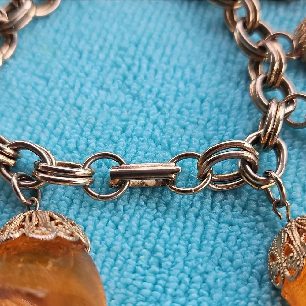 80's Lucite Gumdrop Charm Bracelet 11 Dangles 7.5